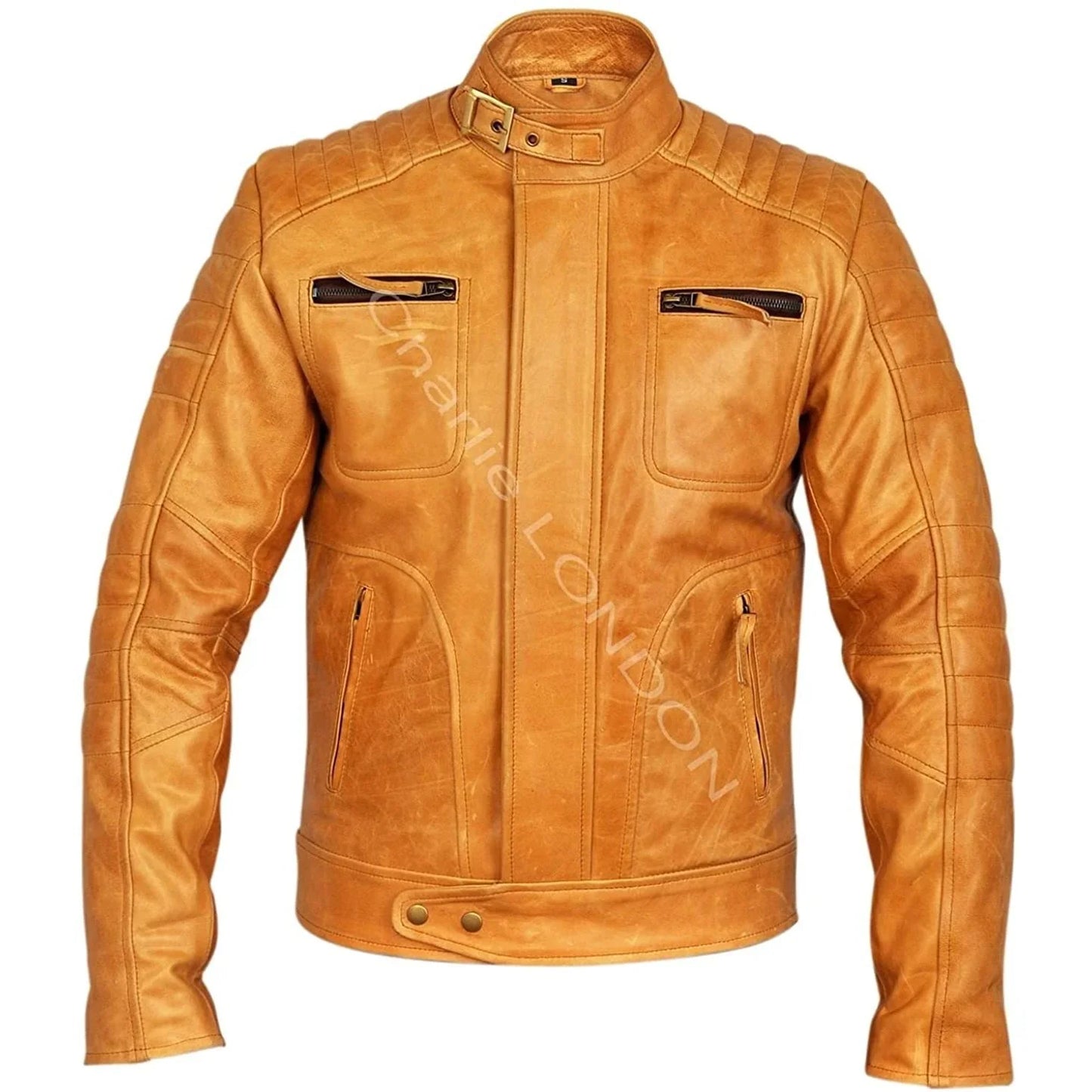 mens weybridge vintage tan leather jacket -
