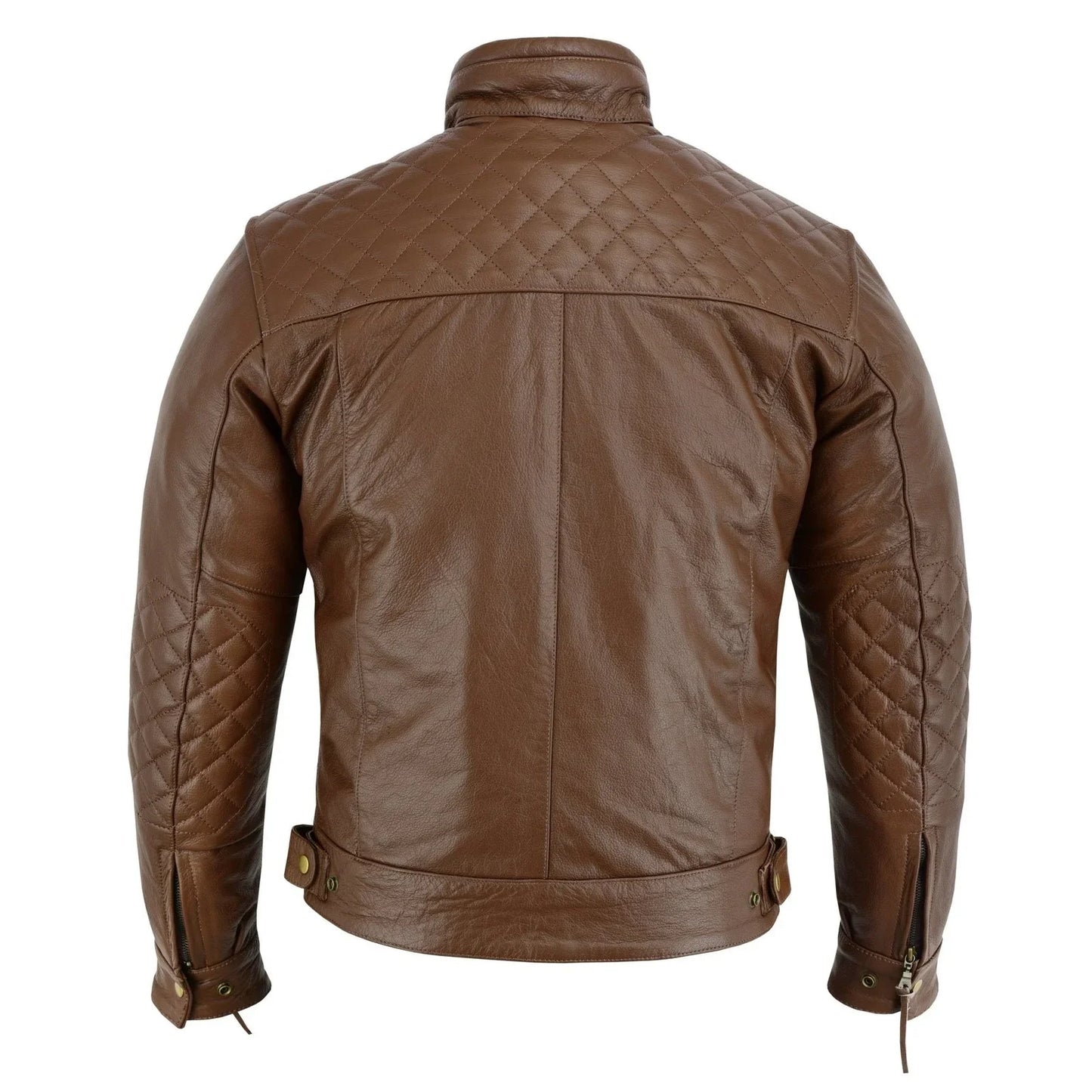 mens's black motorcycle diamond leather jacket ce protection cowhide -