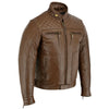 Mens's Brown Motorbike Motorcycle Diamond Leather Jacket CE Protection Cowhide -