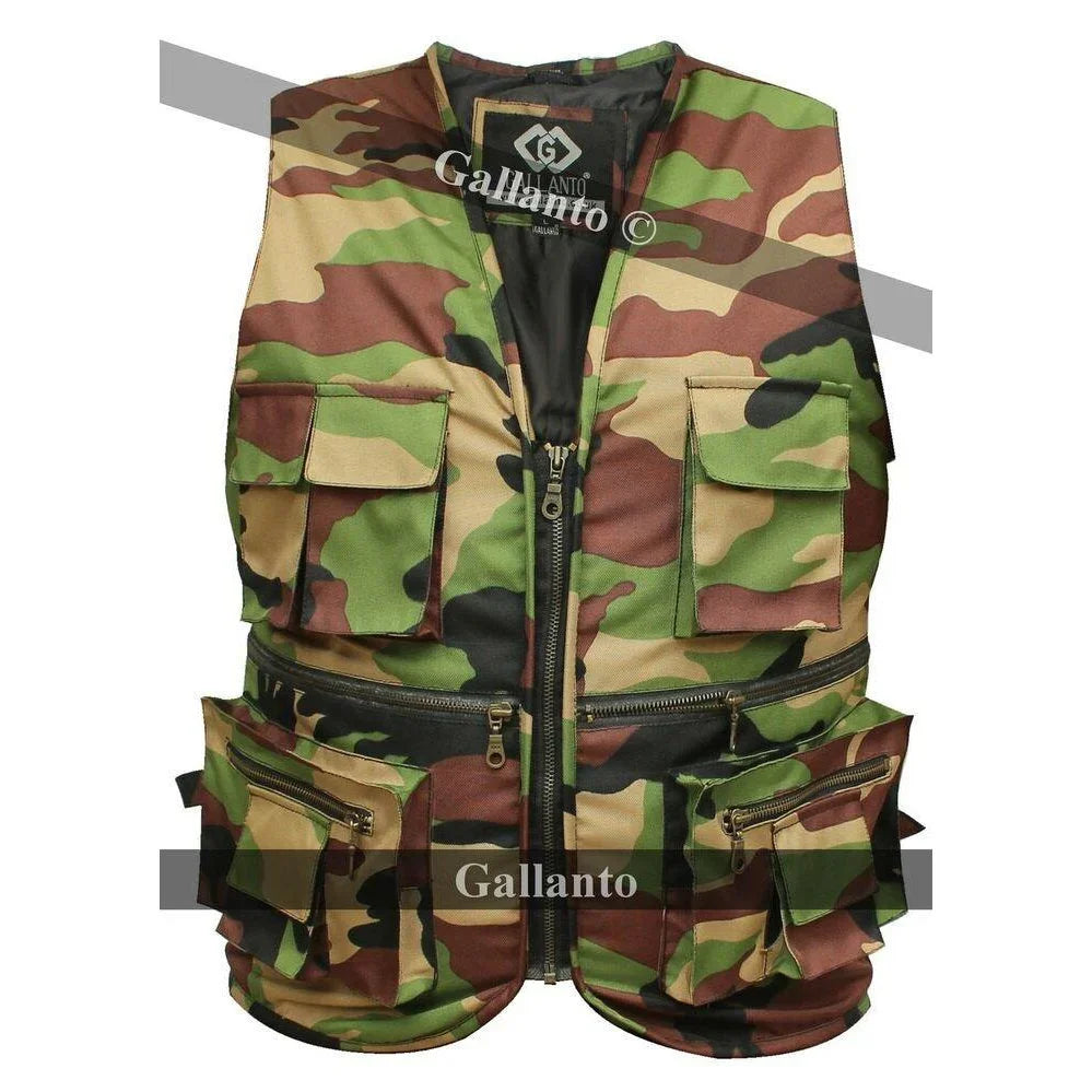 military camouflage hunter fisherman's multi pocket mens waistcoat -