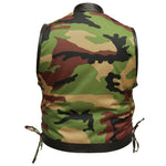 Military Camouflage Leather Combo Biker Gilet -