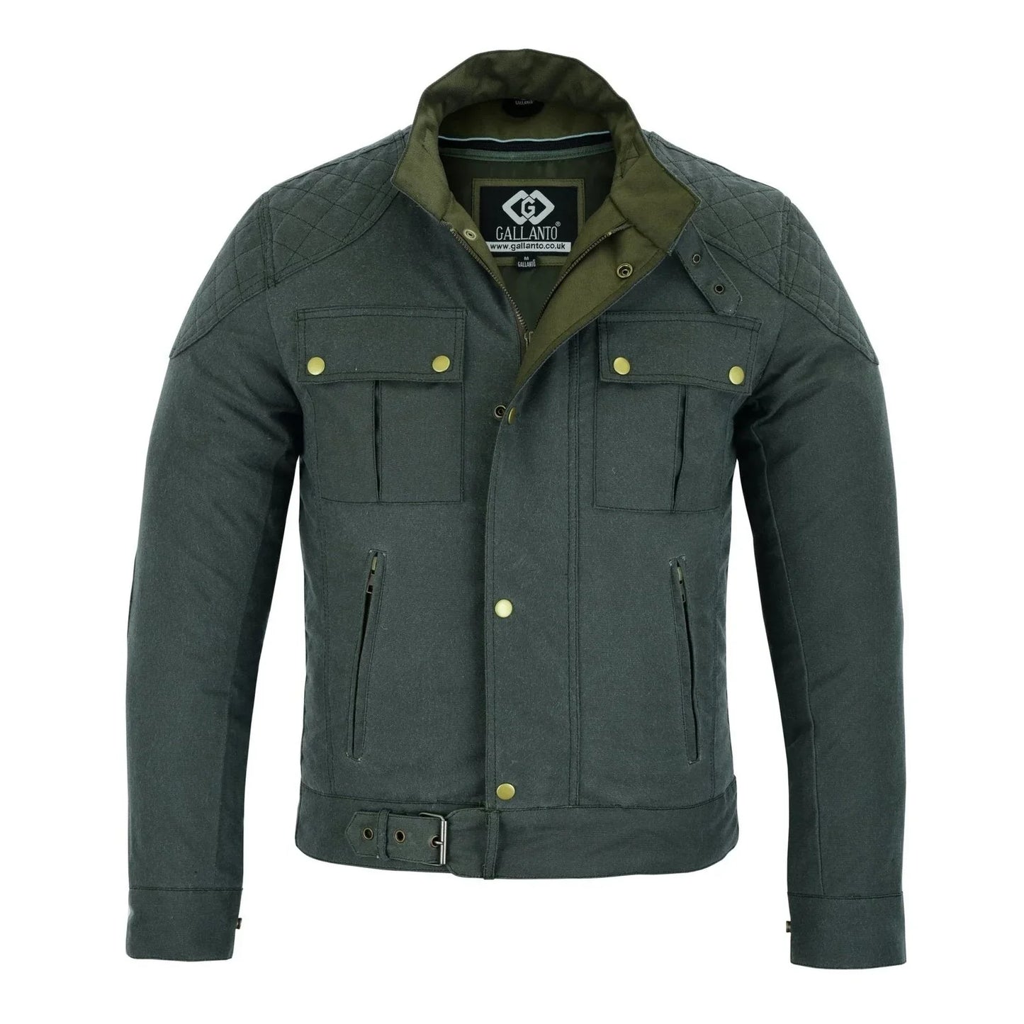 moto classic olive green waxed cotton motorcycle jacket textile biker -