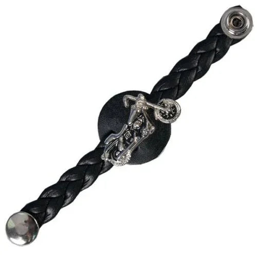 motorcycle chopper braided leather vest waistcoat extender -