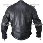 Naked Cowhide Black Leather Motorcycle Jacket with Level 3 Armor -
