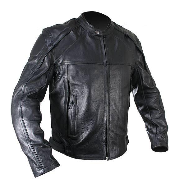 naked cowhide black leather motorcycle jacket with level 3 armor -