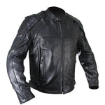 Naked Cowhide Black Leather Motorcycle Jacket with Level 3 Armor -