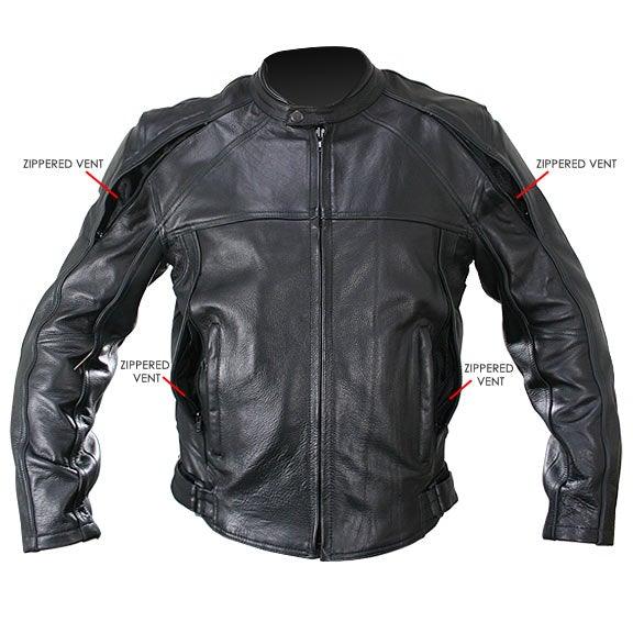 naked cowhide black leather motorcycle jacket with level 3 armor -