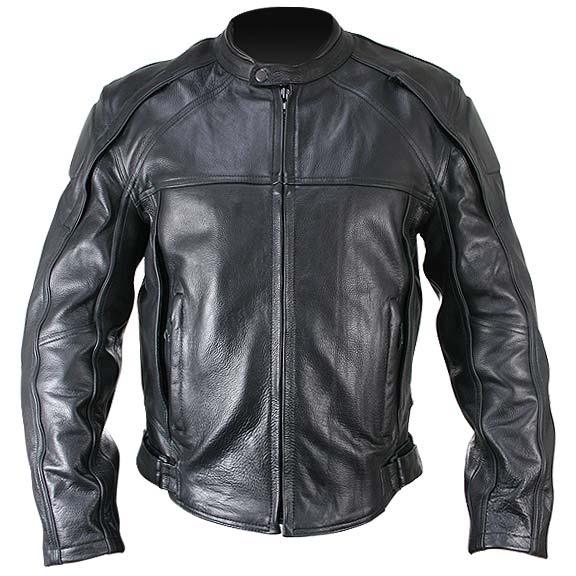 naked cowhide black leather motorcycle jacket with level 3 armor -