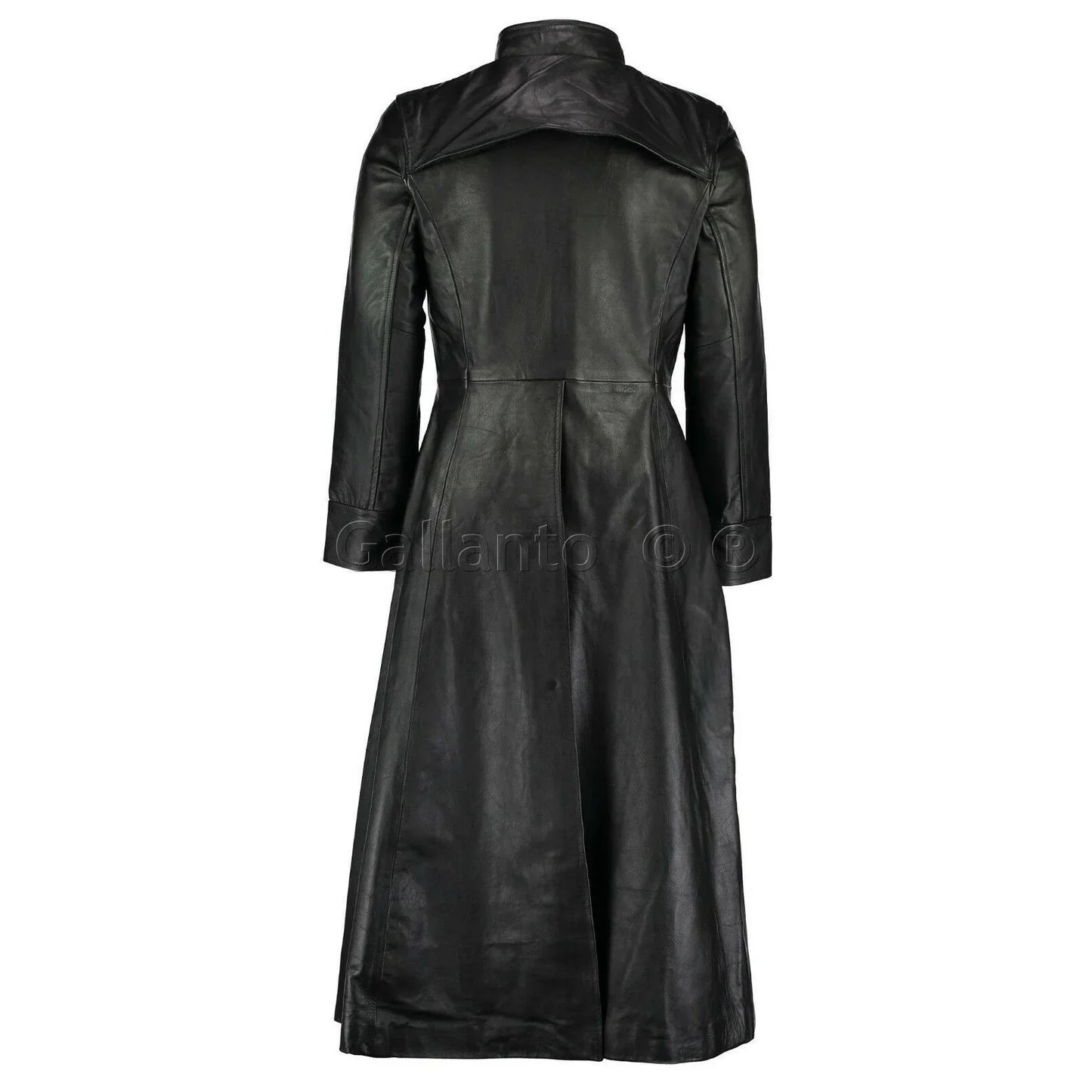neo matrix black gothic style men's long leather trench coat -