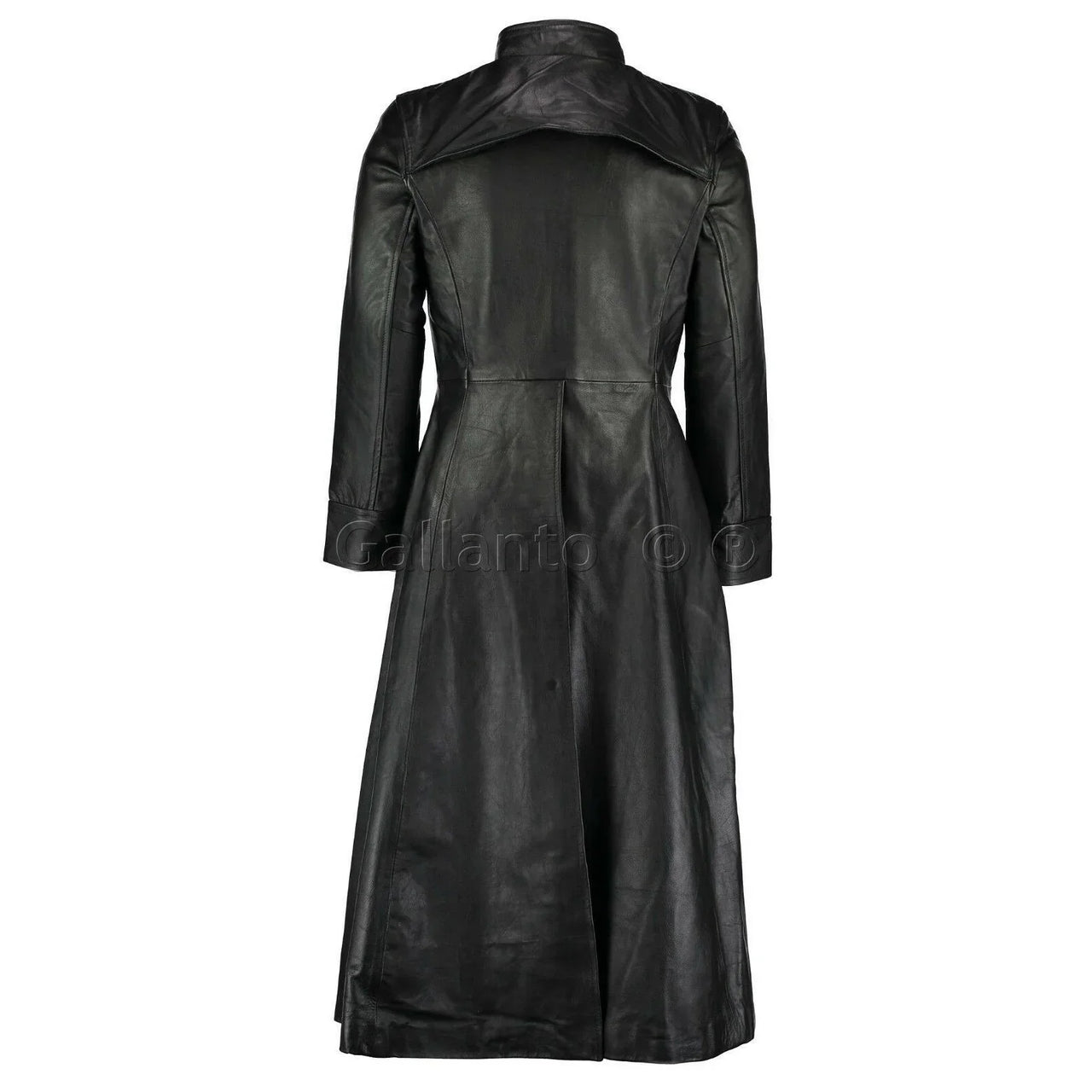 Black Leather Trench Coat Gothic Leather Jacket Mens Genuine