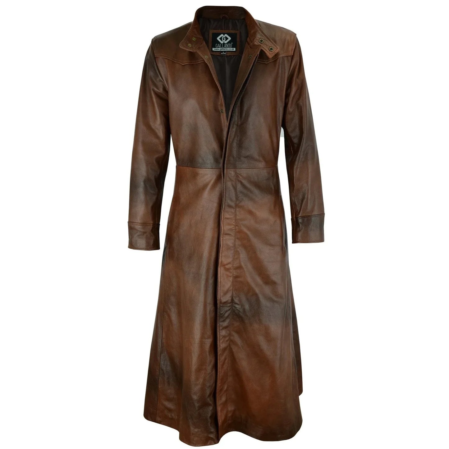neo matrix black gothic style men's long leather trench coat -