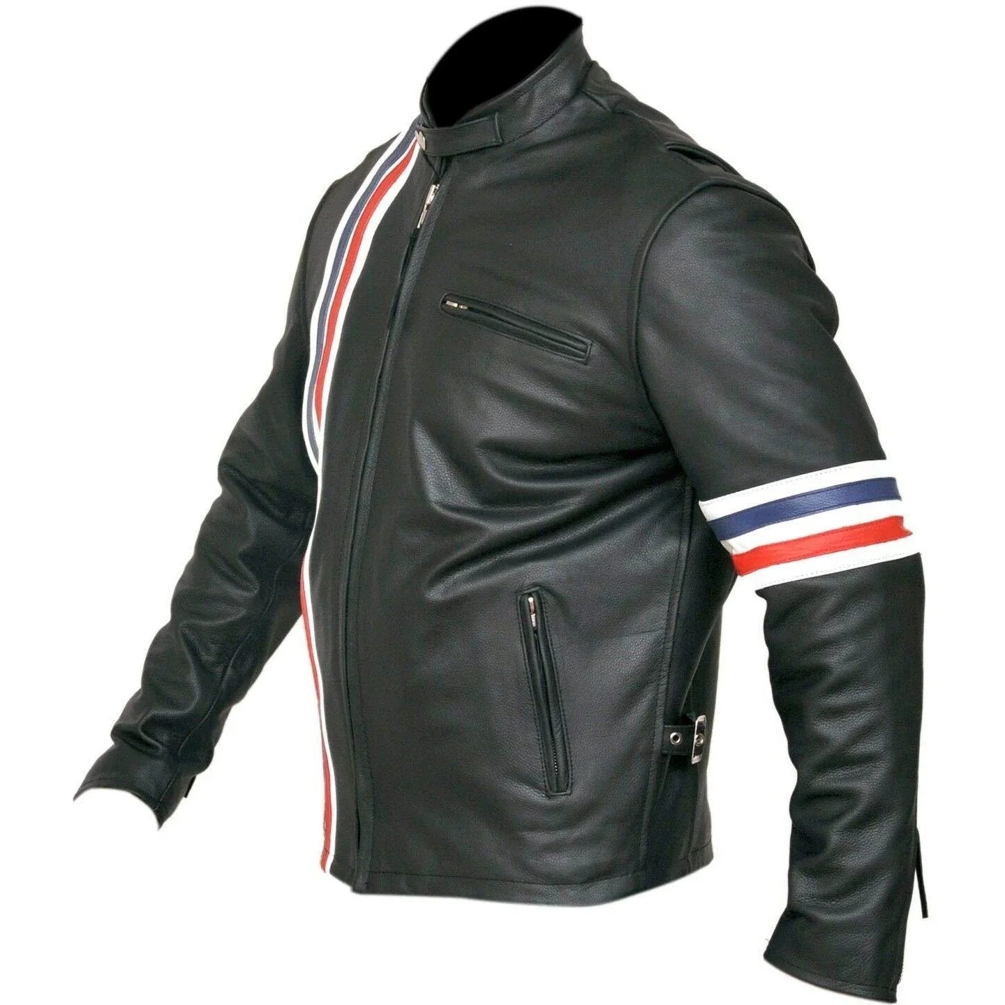 peter fonda easy rider striped cowhide leather motorcycle jacket -