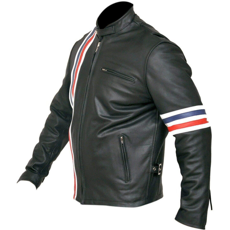 Peter Fonda Easy Rider Striped Cowhide Leather Motorcycle Jacket -