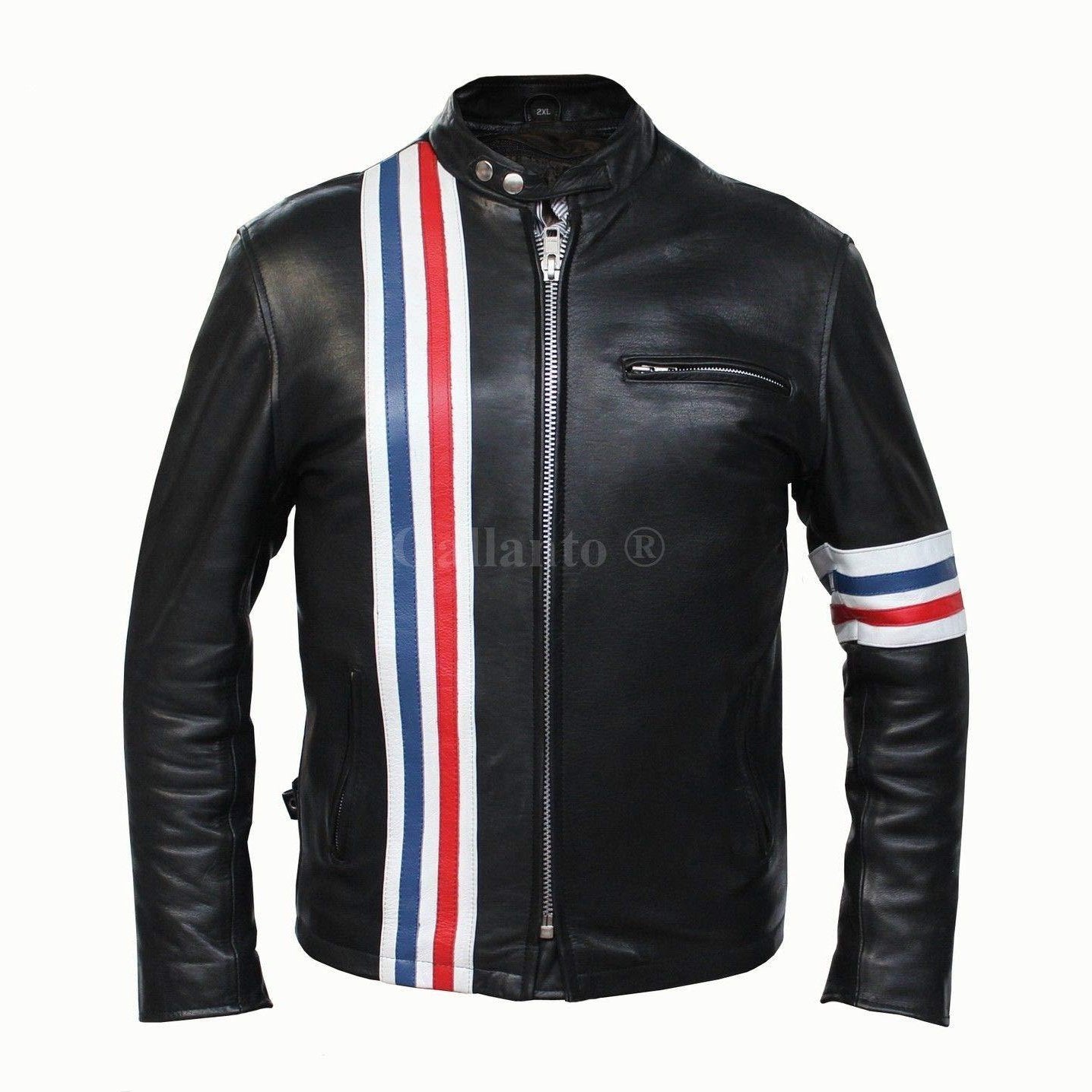Red white and blue motorcycle jacket on sale