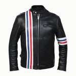 Peter Fonda Easy Rider Striped Cowhide Leather Motorcycle Jacket -