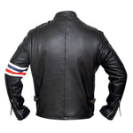 Peter Fonda Easy Rider Striped Cowhide Leather Motorcycle Jacket -