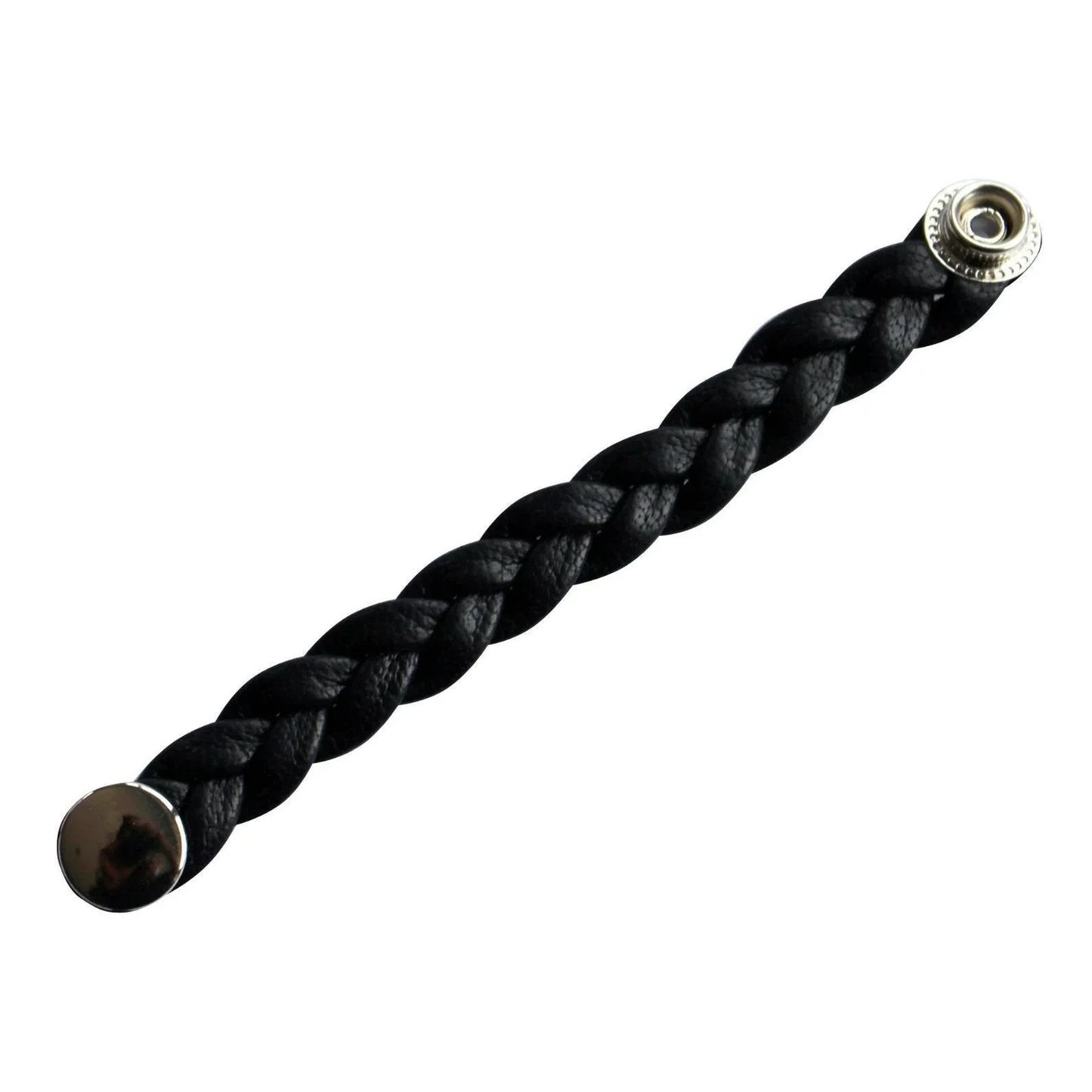 plain black braided leather vest extender -