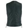 Plain Mens Leather Waistcoat Motorcycle Biker Vest Black with Hooks -
