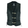 Plain Mens Leather Waistcoat Motorcycle Biker Vest Black with Hooks -