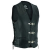 Plain Mens Leather Waistcoat Motorcycle Biker Vest Black with Hooks -