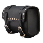 Plain Studded Black small rectangle Sissy Bar Leather Tool Bag -