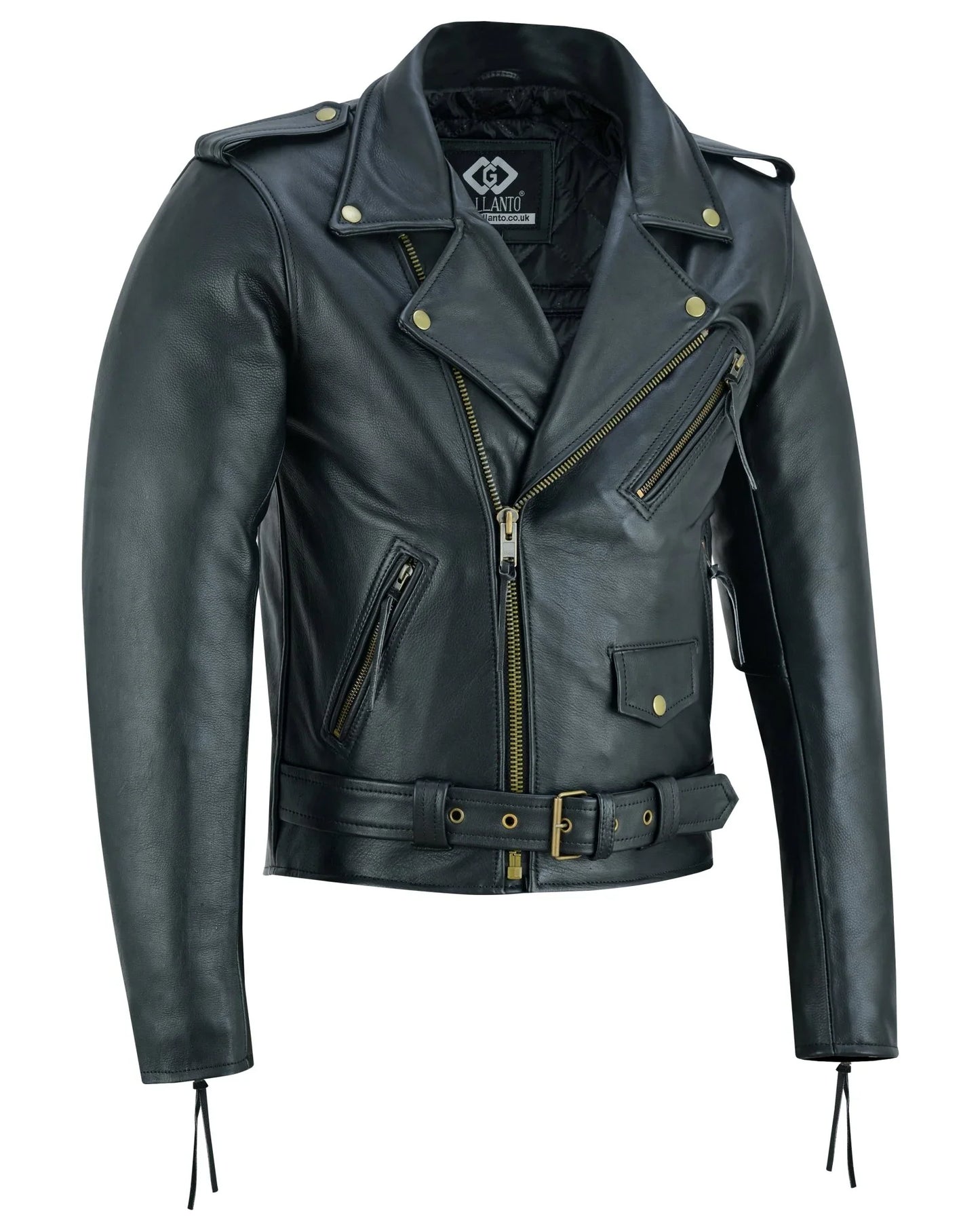 premium leather terminator marlon brando biker motorcycle jacket -