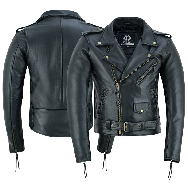 Premium Leather Terminator Marlon Brando Biker Motorcycle Jacket -