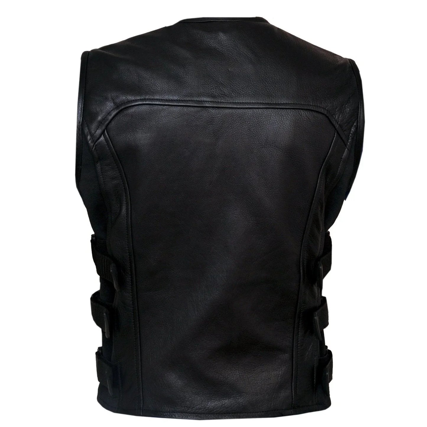 premium perforated leather motorcycle swat vest -