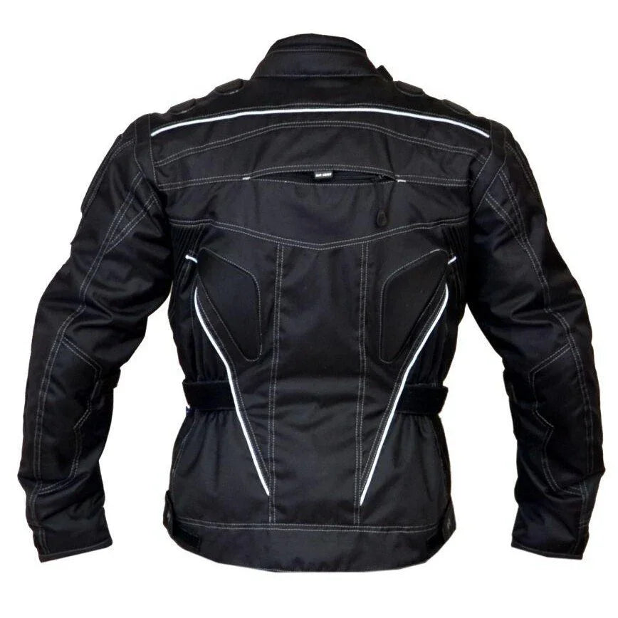 raven textile motorcycle armoured jacket (cordura fabric biker advanced black -