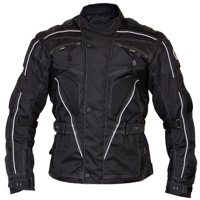 Raven Textile Motorcycle Armoured Jacket (Cordura Fabric Biker Advanced Black -