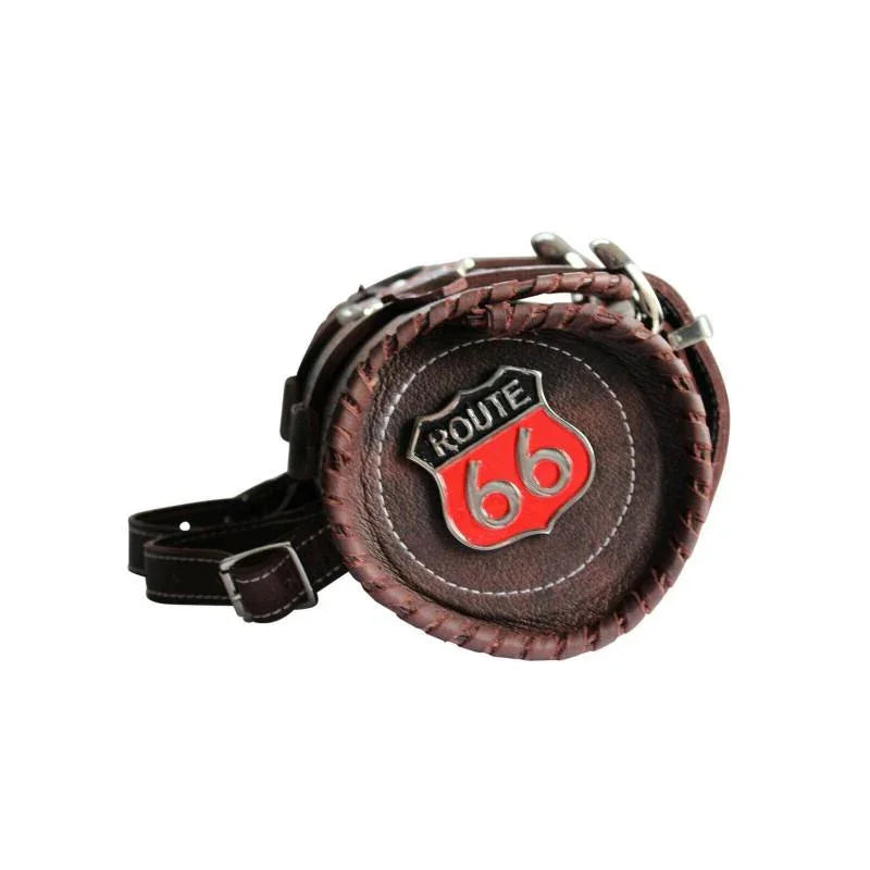 route 66 brown motorcycle biker leather tool bag barrel roll -