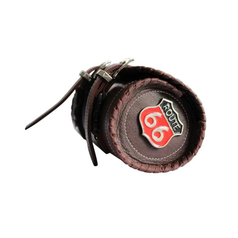 route 66 brown motorcycle biker leather tool bag barrel roll -
