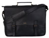 Rustic Distressed Black Leather Laptop Messenger Bag for Men & Women -