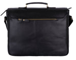 Rustic Distressed Black Leather Laptop Messenger Bag for Men & Women -