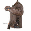 Brown Distressed Leather Motorcycle Armoured Jacket with Embossed Flying Skull