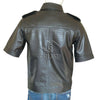 Short Half Sleeve Biker Motorcyle Black Leather Shirt -