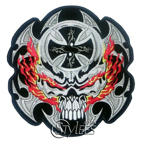 Skull and Blades Biker Motorcycle Embroidery Vest Waistcoat Patch -
