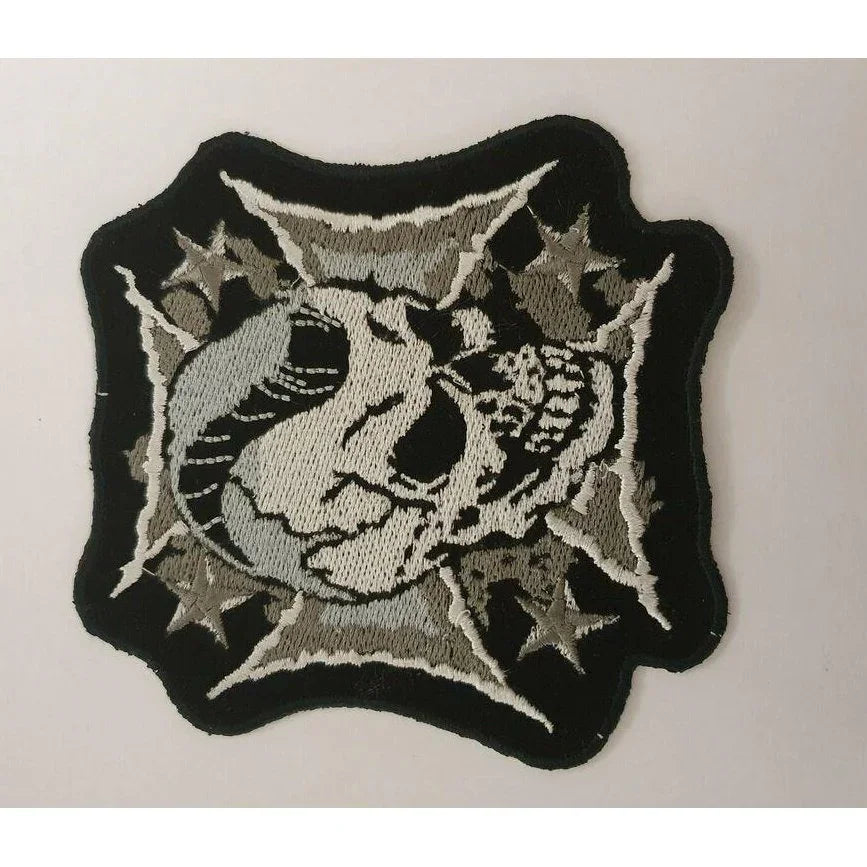 skull and iron cross small biker motorcycle embroidery vest waistcoat patch -