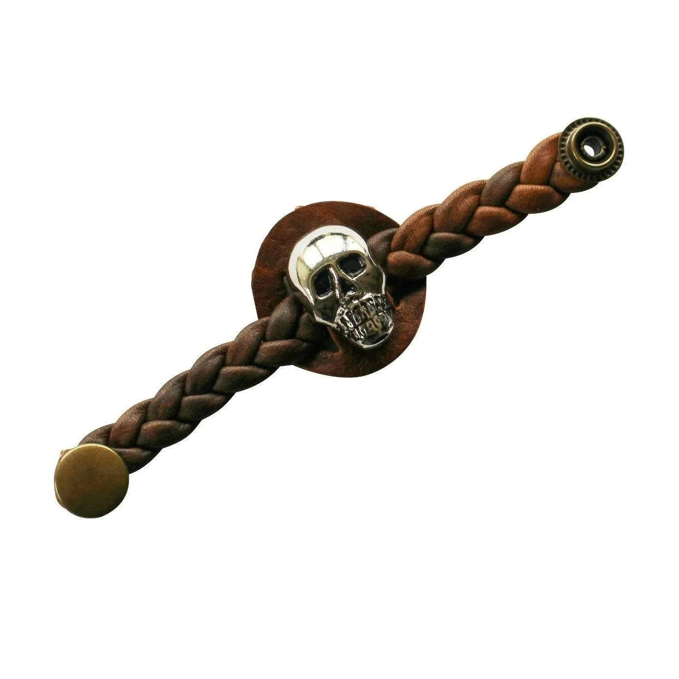 skull braided brown leather vest waistcoat extenders (one in a pack) -