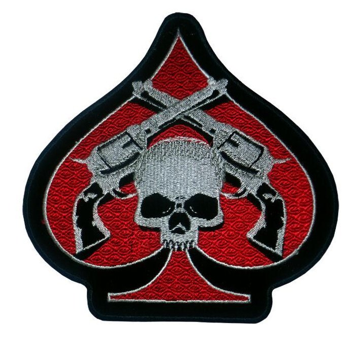Skull & Pistols Biker Motorcycle Embroidery Patch -