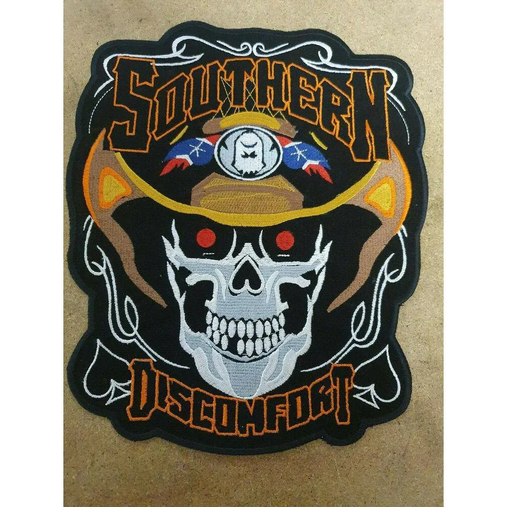 skull southern discomfert biker motorcycle embroidery vest waistcoat patch -