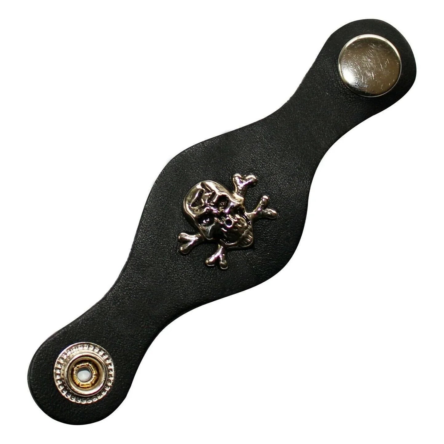 skulls and bones badge black leather vest waistcoat extender -