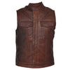 Sons of Anarchy Style Cut Off Cowhide Leather Brown Vest -