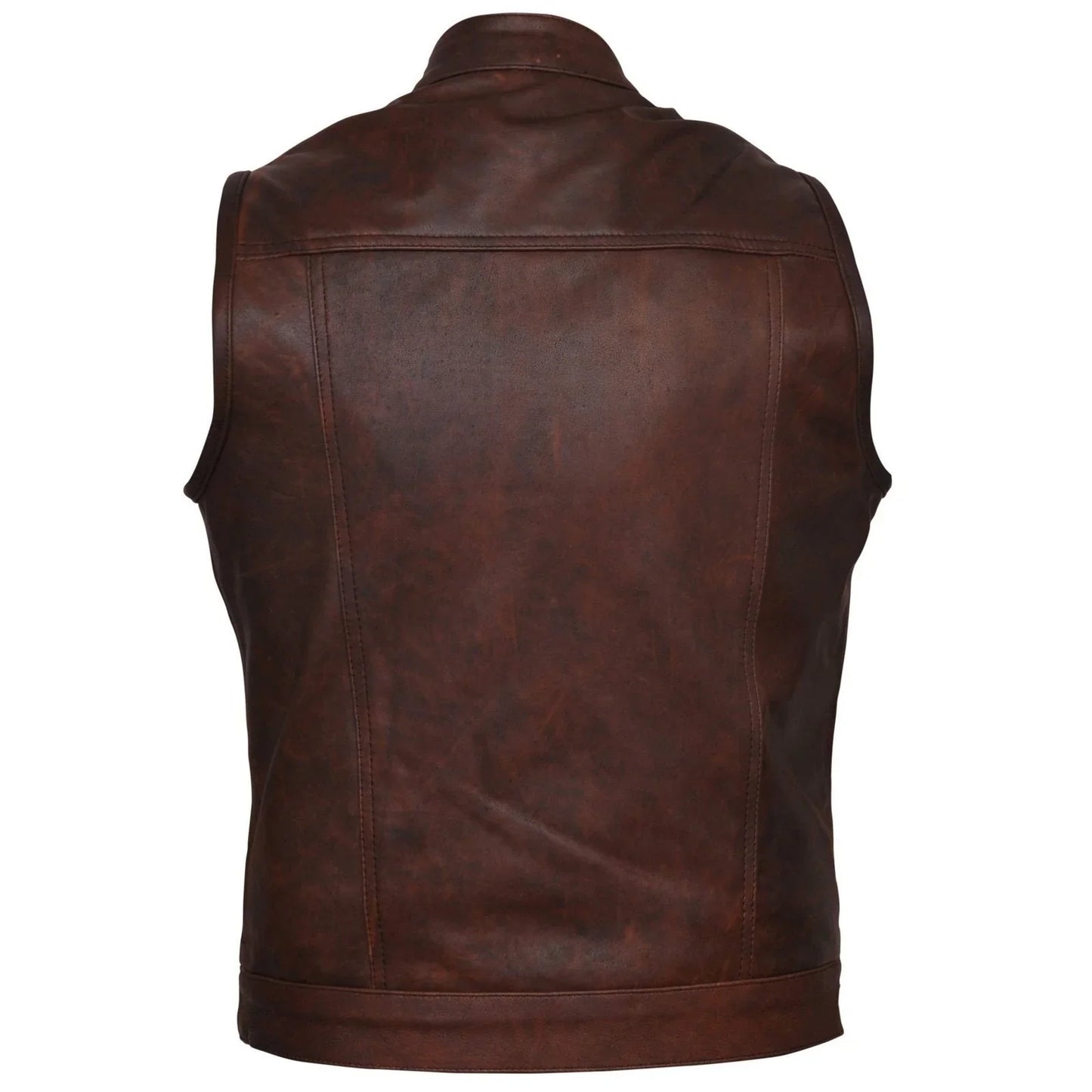 sons of anarchy style cut off cowhide leather brown vest -