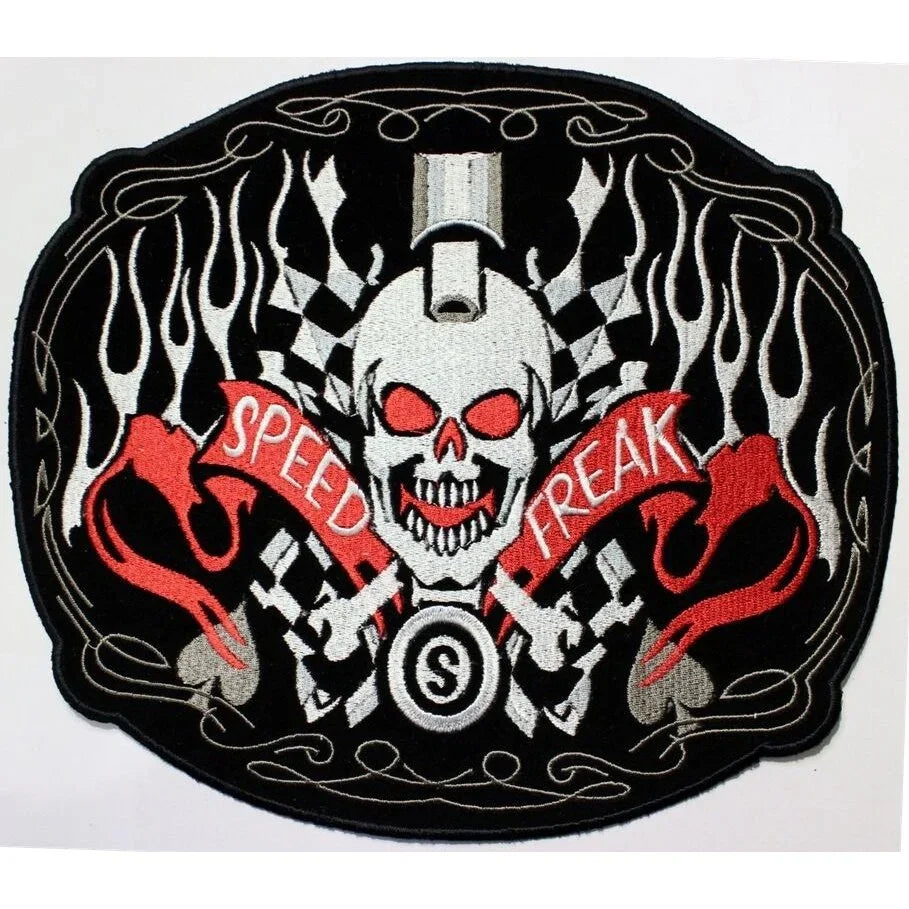 speed freak biker motorcycle embroidery patch -