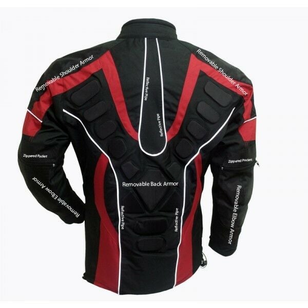 Sprinter Black & Red 3/4 Textile Biker Armoured Jacket -