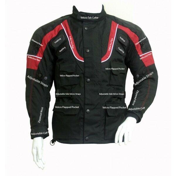 Sprinter Black & Red 3/4 Textile Motorcycle Armoured Jacket -