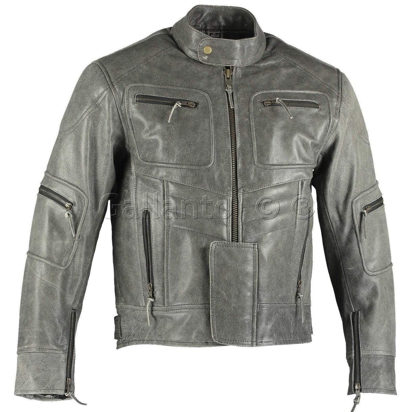 street fighter mens lynx stonewash leather jacket -