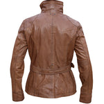 Tan Ladies Vintage Fashion Leather Jacket -