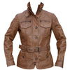 Tan Ladies Vintage Fashion Leather Jacket -